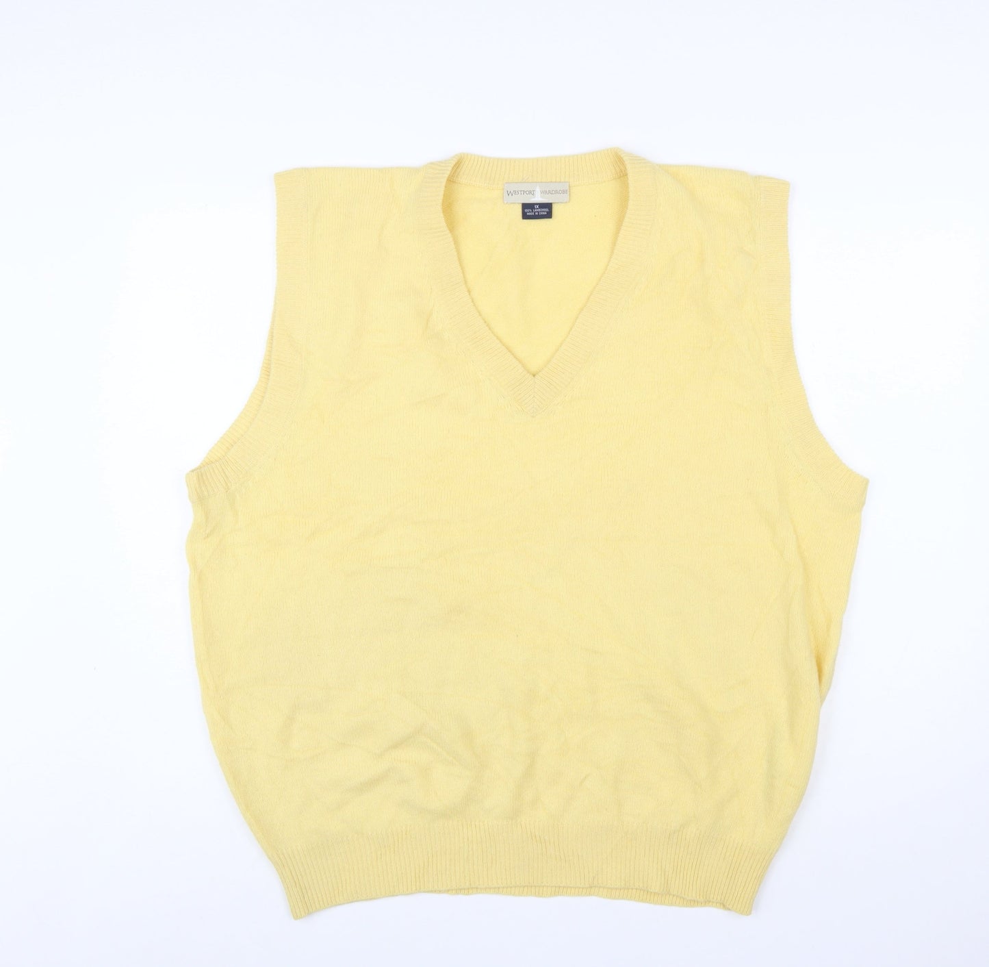 Westport Wardrobe Men's Yellow Lambswool V-Neck Vest 2XL