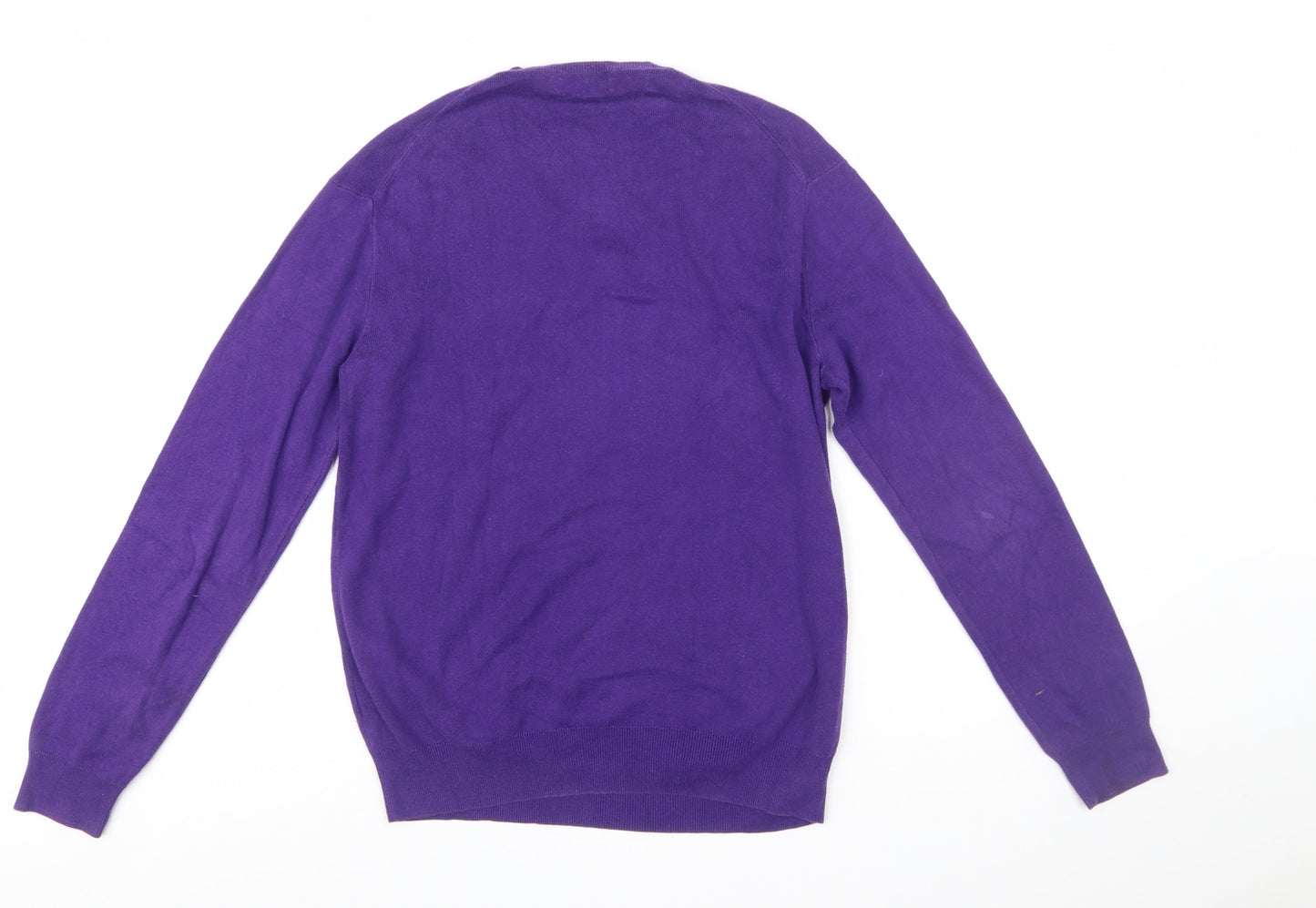 Ralph Lauren Men's Purple V-Neck Cotton Jumper Size S