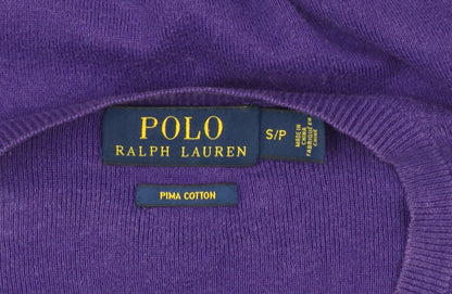 Ralph Lauren Men's Purple V-Neck Cotton Jumper Size S