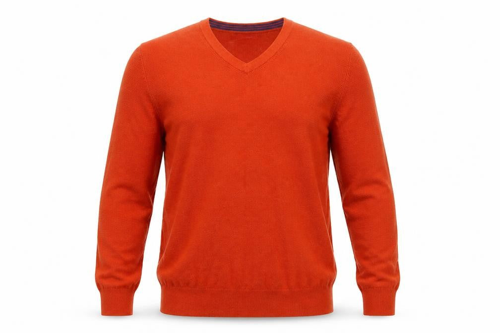 IZOD Men's Orange V-Neck Cotton Pullover Jumper Size S