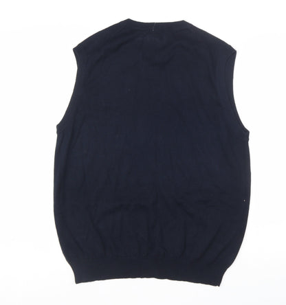 Chaps Men's Blue Cotton Sleeveless V-Neck Knit Vest L