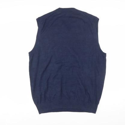 Van Heusen Men's Blue V-Neck Sleeveless Knit Vest Jumper M