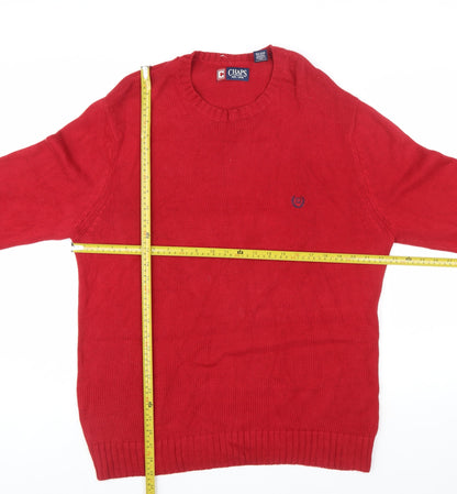 Chaps Men's Red Cotton Crew Neck Pullover Jumper L