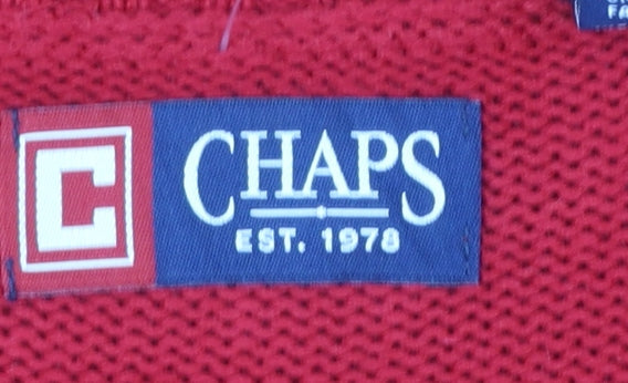 Chaps Men's Red Cotton Crew Neck Pullover Jumper L