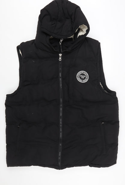 SoulCal & Co Men's Black 4XL Hooded Puffer Gilet Vest with Pockets