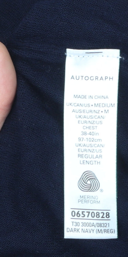Marks and Spencer Autograph Men's Blue Merino Wool Pullover Jumper M