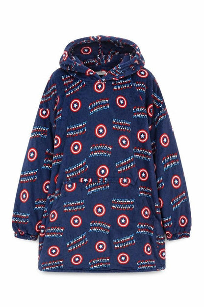 Marvel Captain America Men's Blue Fleece Hooded Robe One Size
