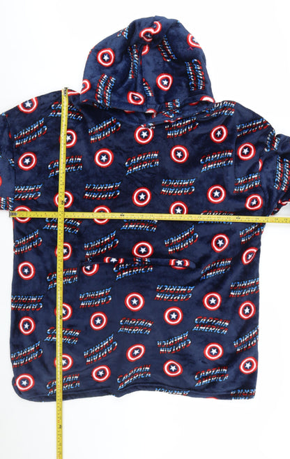 Marvel Captain America Men's Blue Fleece Hooded Robe One Size