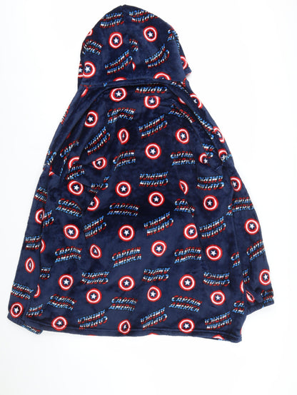 Marvel Captain America Men's Blue Fleece Hooded Robe One Size