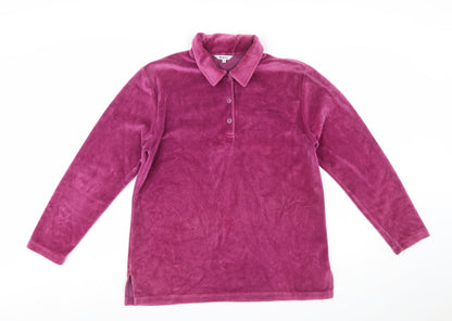 Damart Women’s Purple Velour Long Sleeve Henley Sweatshirt Size 12/14