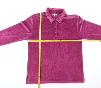 Damart Women’s Purple Velour Long Sleeve Henley Sweatshirt Size 12/14