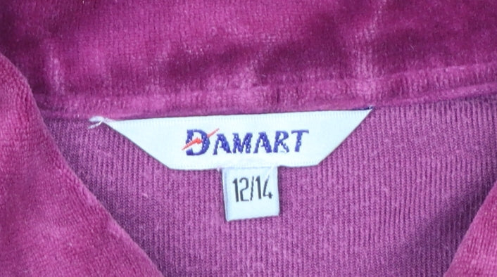 Damart Women’s Purple Velour Long Sleeve Henley Sweatshirt Size 12/14