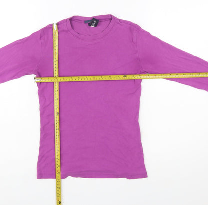 GAP Women's Purple Long Sleeve Cotton Crew Neck Top Size S
