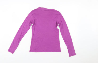 GAP Women's Purple Long Sleeve Cotton Crew Neck Top Size S