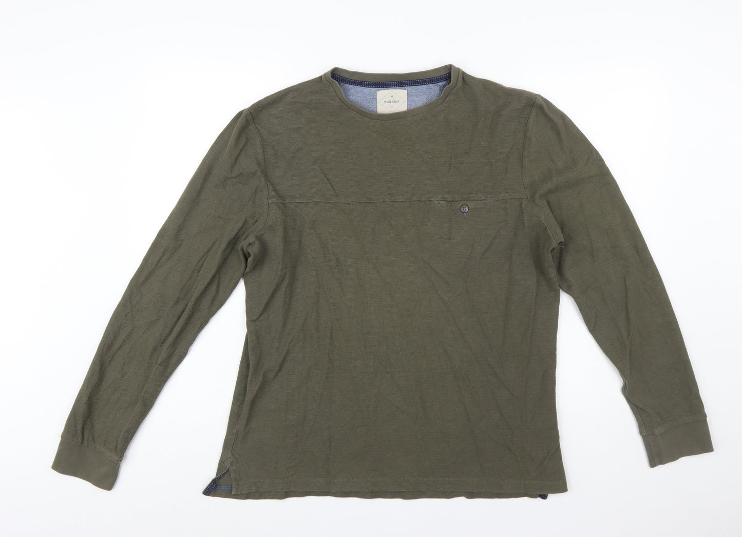 White Stuff Men's Green Cotton Crew Neck Pullover Jumper Size M