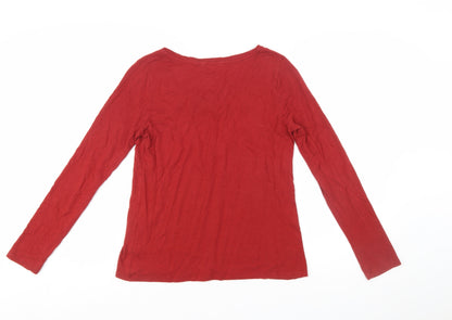 Seasalt Cornwall Women’s Red Bamboo Jersey Long Sleeve Top Size 10