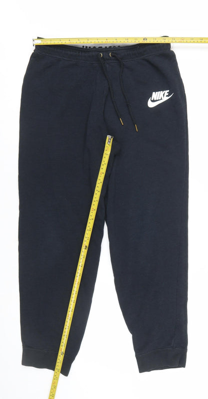 Nike Womens Black Fleece Jogger Trousers L Elastic Waist Comfort Fit