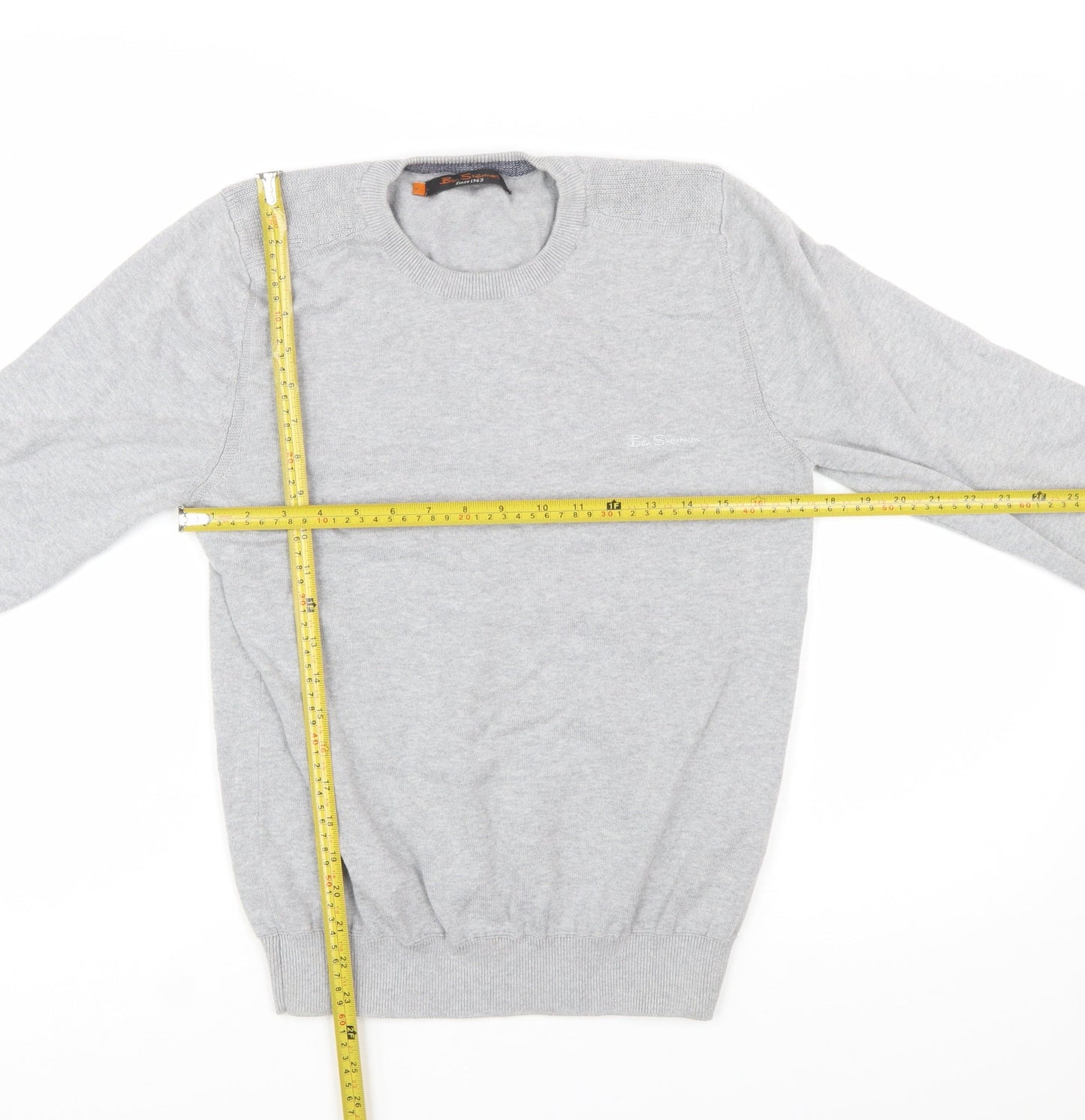 Ben Sherman Men's Grey Cotton Crew Neck Jumper Size S