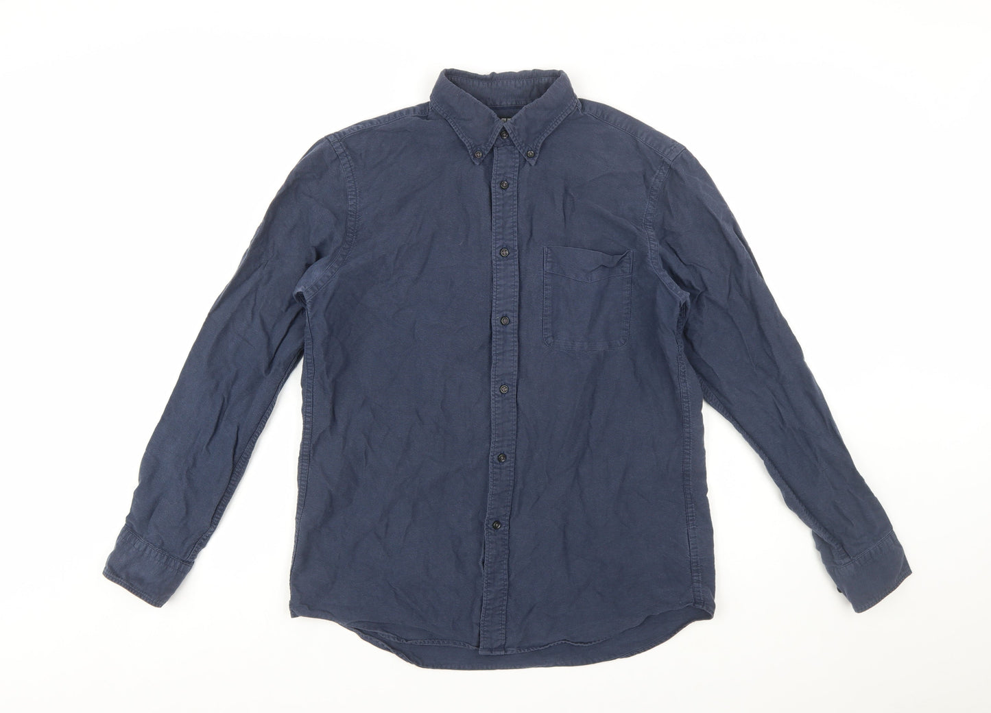 Uniqlo Men's Blue Regular Fit Long Sleeve Button-Up Shirt M