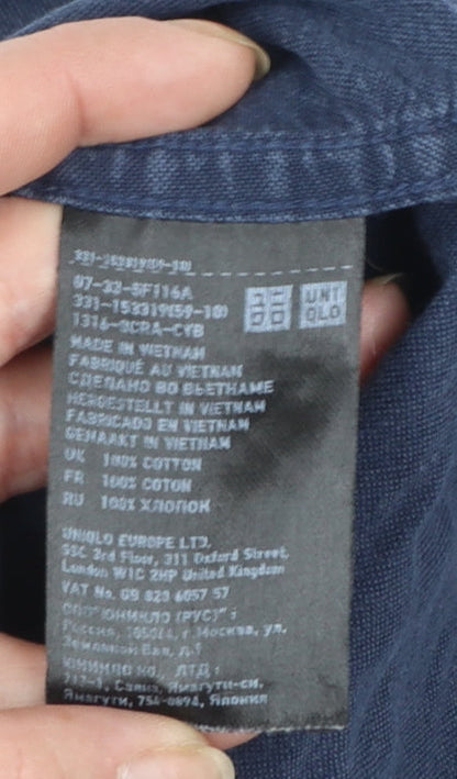 Uniqlo Men's Blue Regular Fit Long Sleeve Button-Up Shirt M