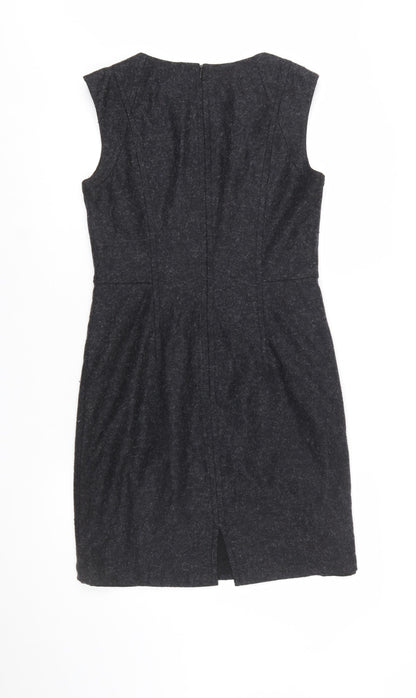 Hobbs Women Black Wool Blend Sleeveless Sheath Dress UK 10