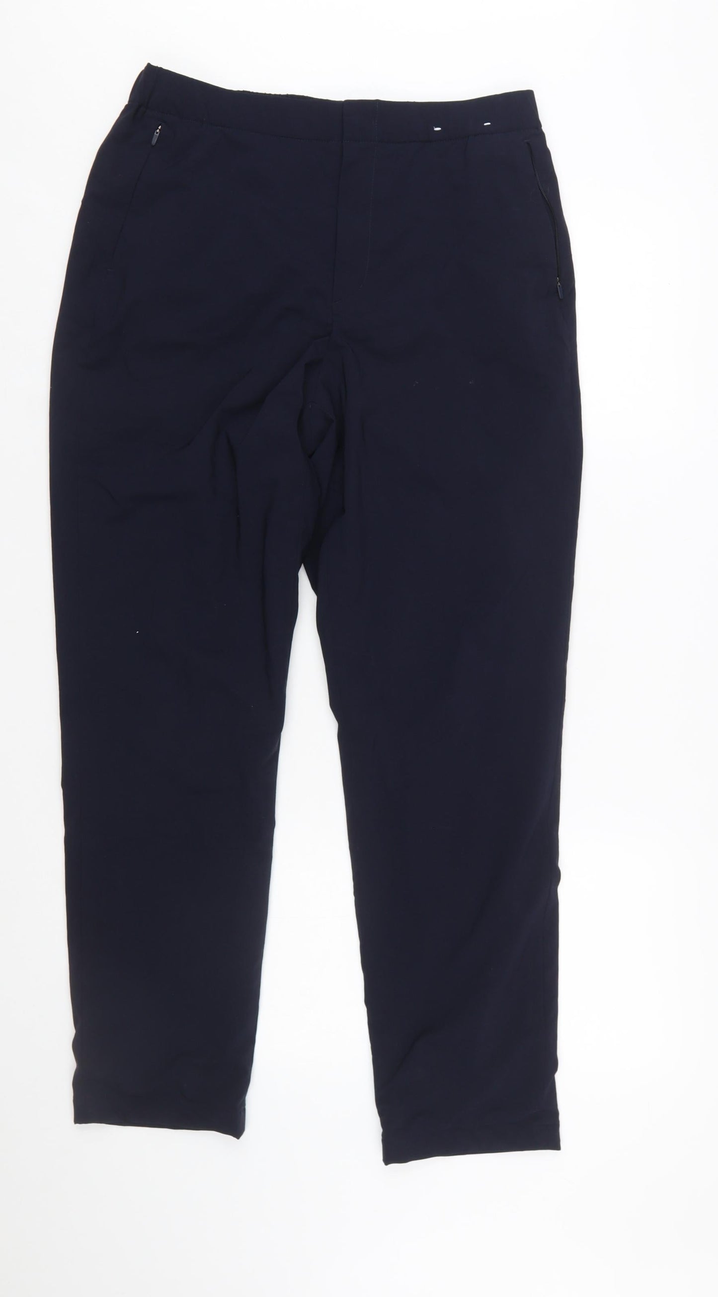 Uniqlo Women Blue Heattech Regular Trousers M Elastic Waist