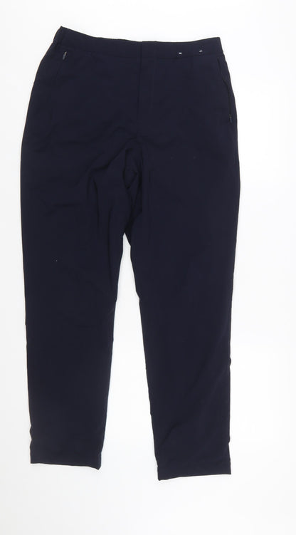 Uniqlo Women Blue Heattech Regular Trousers M Elastic Waist