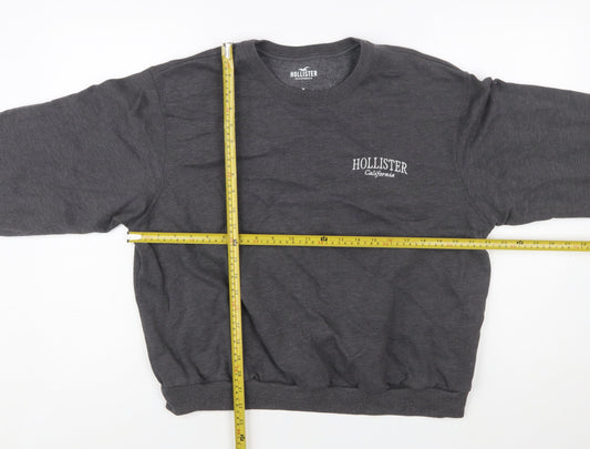 Hollister Men's Grey Logo Pullover Sweatshirt Size M Crew Neck