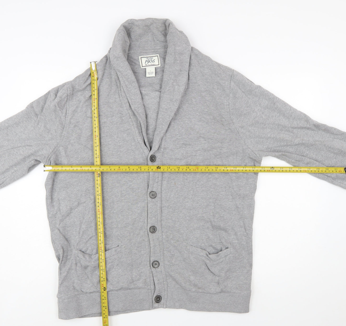 Jos. A. Bank Men's Grey Cotton Button Cardigan L