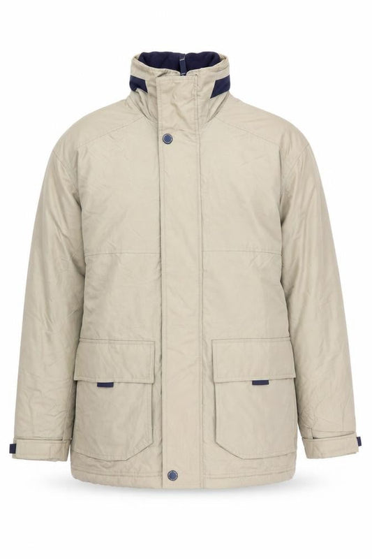 B Stone Casual Men's Beige L Parka Jacket Polyamide Lined Outdoor