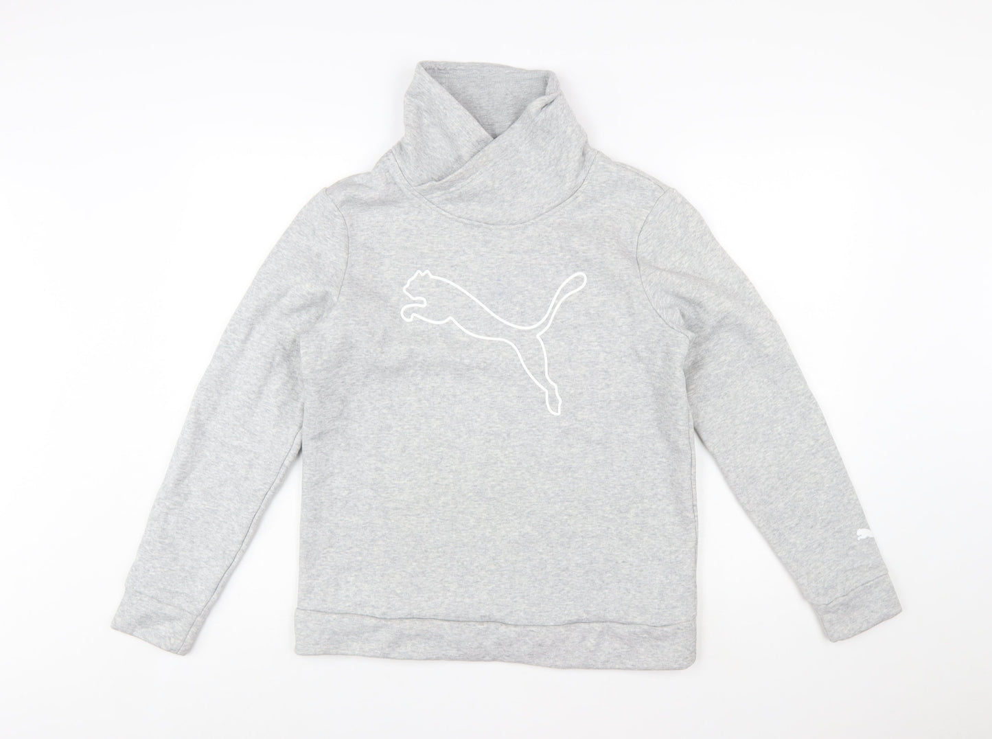 Puma Women Grey Medium Pullover Sweatshirt with Logo