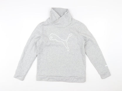 Puma Women Grey Medium Pullover Sweatshirt with Logo