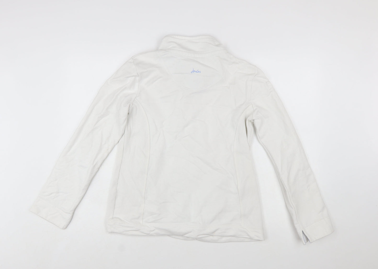 Joules Womens White Henley Sweatshirt UK 12 Long Sleeve Cotton