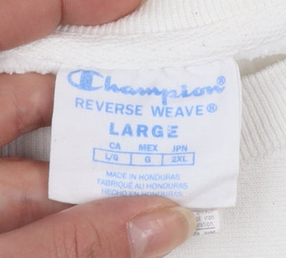 Champion Women White Large Reverse Weave Pullover Sweatshirt