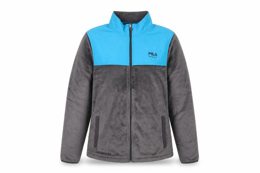 Fila Sport Women's Grey Blue Full Zip Fleece Jacket Size M