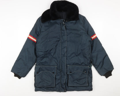 Stearns Ladies Blue Medium Nylon Fur Collar Winter Coat Jacket