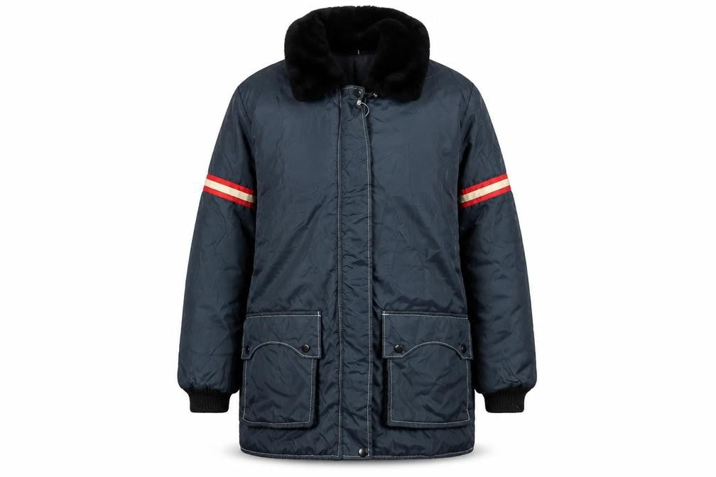 Stearns Ladies Blue Medium Nylon Fur Collar Winter Coat Jacket