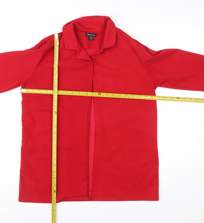 Boohoo Women Red Size 14 Long Sleeve Open Front Blazer Jacket
