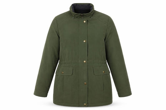 Nautica Women Green Parka Jacket S Mid-Length Water Resistant Polyester