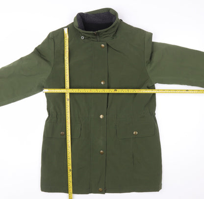 Nautica Women Green Parka Jacket S Mid-Length Water Resistant Polyester