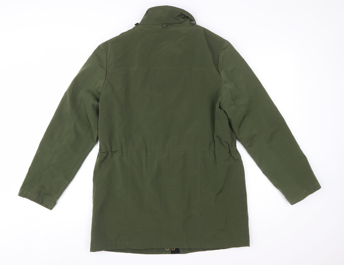 Nautica Women Green Parka Jacket S Mid-Length Water Resistant Polyester