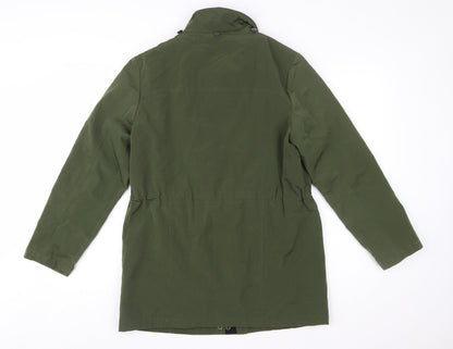 Nautica Women Green Parka Jacket S Mid-Length Water Resistant Polyester