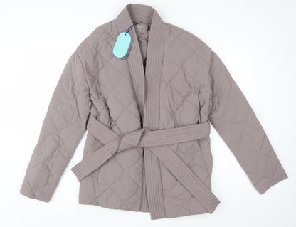 Marks and Spencer Women Brown Quilted Belted Jacket Size 6