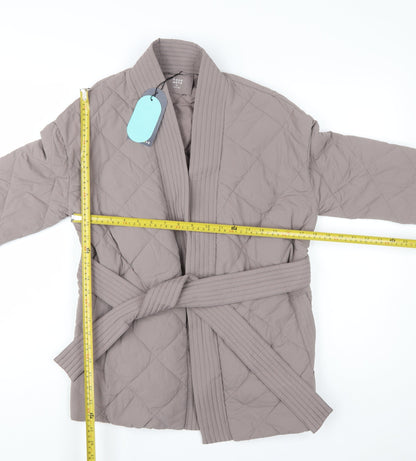 Marks and Spencer Women Brown Quilted Belted Jacket Size 6