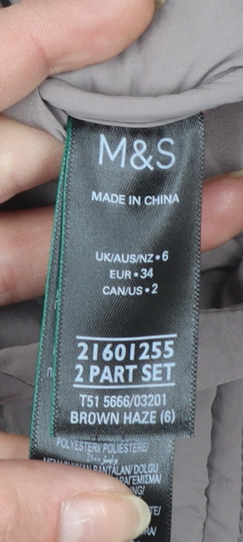 Marks and Spencer Women Brown Quilted Belted Jacket Size 6