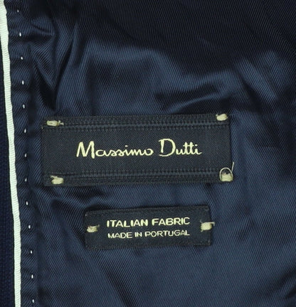 Massimo Dutti Women's Blue Double-Breasted Blazer UK 8 Viscose Blend