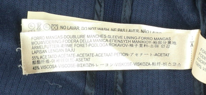 Massimo Dutti Women's Blue Double-Breasted Blazer UK 8 Viscose Blend