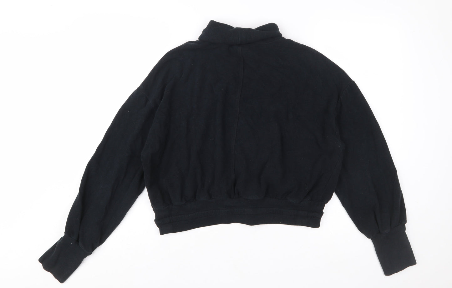 Sweaty Betty Womens Black Drawstring Funnel Neck Cotton Blend Sweatshirt Size S