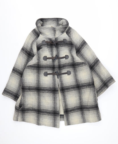 Marks and Spencer Women’s Grey Check Wool Blend Cape Coat UK 12