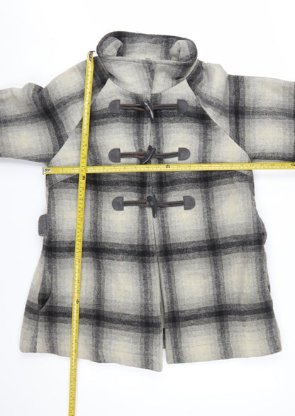 Marks and Spencer Women’s Grey Check Wool Blend Cape Coat UK 12